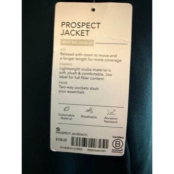 NWT Athleta Prospect Jacket size Small Teal lightweight scuba sustainable materi - Picture 7 of 9